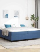 vidaXL Легло с пружинирана основа Синьо и бяло 200 x 200 cm