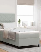 vidaXL Легло с пружинирана основа Светлосиво 90 x 200 cm Кадифе
