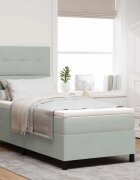 vidaXL Легло с пружинирана основа Светлосиво 90 x 200 cm Кадифе
