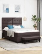 vidaXL Легло с пружинирана основа Тъмен кафяв 140 x 190 cm текстил