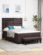 vidaXL Легло с пружинирана основа Тъмен кафяв 160 x 200 cm текстил