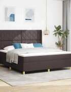vidaXL Легло с пружинирана основа Тъмен кафяв 180 x 200 cm текстил