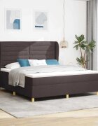 vidaXL Легло с пружинирана основа Тъмен кафяв 200 x 180 cm текстил
