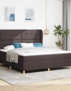 vidaXL Легло с пружинирана основа Тъмен кафяв 200 x 180 cm текстил