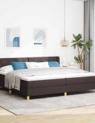 vidaXL Легло с пружинирана основа Тъмен кафяв 200 x 200 cm текстил