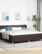 vidaXL Легло с пружинирана основа Тъмен кафяв 200 x 200 cm текстил