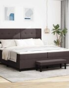 vidaXL Легло с пружинирана основа Тъмен кафяв 200 x 200 cm текстил