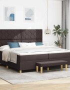 vidaXL Легло с пружинирана основа Тъмен кафяв 200 x 200 cm текстил