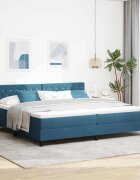 vidaXL Легло с пружинирана основа Тъмен син 200 x 200 cm Кадифе