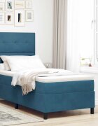 vidaXL Легло с пружинирана основа Тъмен син 90 x 190 cm Кадифе