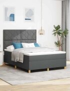 vidaXL Легло с пружинирана основа Тъмен сив 140 x 190 cm текстил