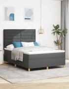 vidaXL Легло с пружинирана основа Тъмен сив 140 x 200 cm текстил