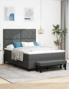 vidaXL Легло с пружинирана основа Тъмен сив 160 x 200 cm текстил
