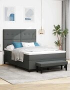 vidaXL Легло с пружинирана основа Тъмен сив 160 x 200 cm текстил