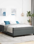 vidaXL Легло с пружинирана основа Тъмен сив 160 x 200 cm текстил