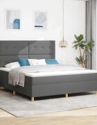 vidaXL Легло с пружинирана основа Тъмен сив 180 x 200 cm текстил