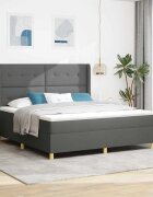 vidaXL Легло с пружинирана основа Тъмен сив 180 x 200 cm текстил