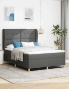 vidaXL Легло с пружинирана основа Тъмен сив 190 x 140 см текстил