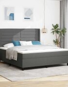 vidaXL Легло с пружинирана основа Тъмен сив 200 x 180 cm текстил