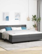 vidaXL Легло с пружинирана основа Тъмен сив 200 x 200 cm текстил