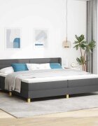 vidaXL Легло с пружинирана основа Тъмен сив 200 x 200 cm текстил