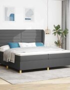 vidaXL Легло с пружинирана основа Тъмен сив 200 x 200 cm текстил