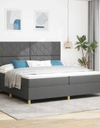 vidaXL Легло с пружинирана основа Тъмен сив 200 x 200 cm текстил