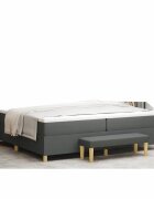 vidaXL Легло с пружинирана основа Тъмен сив 200 x 200 cm текстил