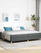 vidaXL Легло с пружинирана основа Тъмен сив 200 x 200 cm текстил