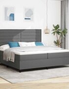 vidaXL Легло с пружинирана основа Тъмен сив 200 x 200 cm текстил
