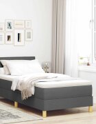 vidaXL Легло с пружинирана основа Тъмен сив 90 x 200 cm текстил