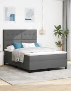 vidaXL Легло с пружинирана основа Тъмен сив и бял 152 x 203 cm текстил