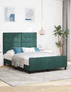 vidaXL Легло с пружинирана основа Тъмен зелен 140 x 190 cm Кадифе