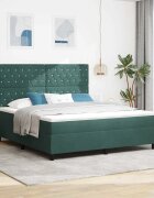 vidaXL Легло с пружинирана основа Тъмен зелен 180 x 200 cm Кадифе