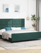 vidaXL Легло с пружинирана основа Тъмен зелен 200 x 200 cm Кадифе