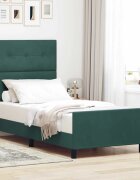vidaXL Легло с пружинирана основа Тъмен зелен 90 x 190 cm Кадифе