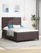 vidaXL Легло с пружинирана основа Тъмнокафяв 140 x 190 cm текстил