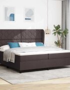 vidaXL Легло с пружинирана основа Тъмнокафяв 200 x 200 cm текстил