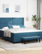 vidaXL Легло с пружинирана основа Тъмносиньо 200 x 180 cm Кадифе