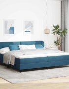 vidaXL Легло с пружинирана основа Тъмносиньо 200 x 200 cm Кадифе