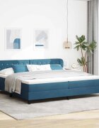 vidaXL Легло с пружинирана основа Тъмносиньо 200 x 200 cm Кадифе