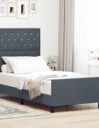 vidaXL Легло с пружинирана основа Тъмносив 100 x 200 cm Кадифе