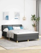 vidaXL Легло с пружинирана основа Тъмносив 140 x 200 cm текстил
