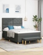 vidaXL Легло с пружинирана основа Тъмносив 200 x 160 см текстил