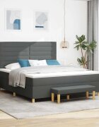 vidaXL Легло с пружинирана основа Тъмносив 200 x 180 cm текстил
