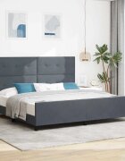 vidaXL Легло с пружинирана основа Тъмносив 200 x 200 cm Кадифе