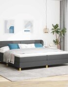 vidaXL Легло с пружинирана основа Тъмносив 200 x 200 cm текстил