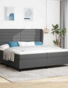 vidaXL Легло с пружинирана основа Тъмносив 200 x 200 cm текстил