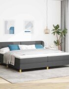 vidaXL Легло с пружинирана основа Тъмносив 200 x 200 cm текстил