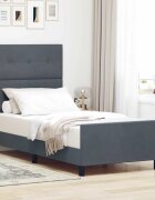 vidaXL Легло с пружинирана основа Тъмносив 90 x 200 cm Кадифе